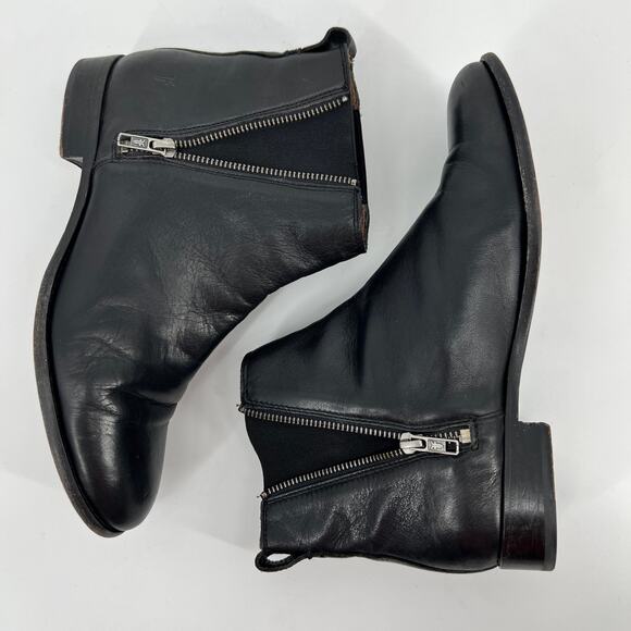 Frye Carly Zip Chelsea Ankle Boots Womens Size 10 B Black Leather Pull On Bootie - Picture 4 of 10